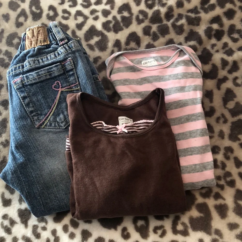 Children’s Place Ruffle Flare Jeans & Carter’s Tops 18 months